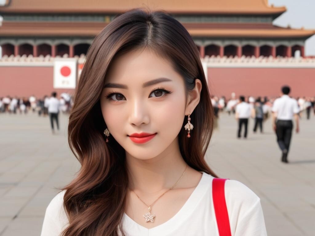 天安門広場で記念写真