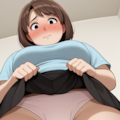 恥ずかしそうにスカートをめくって下から見る人妻のパンティは絶景かな 2枚目
