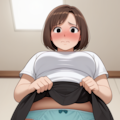 恥ずかしそうにスカートをめくって下から見る人妻のパンティは絶景かな 9枚目