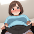 恥ずかしそうにスカートをめくって下から見る人妻のパンティは絶景かな 11枚目