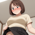 恥ずかしそうにスカートをめくって下から見る人妻のパンティは絶景かな 10枚目
