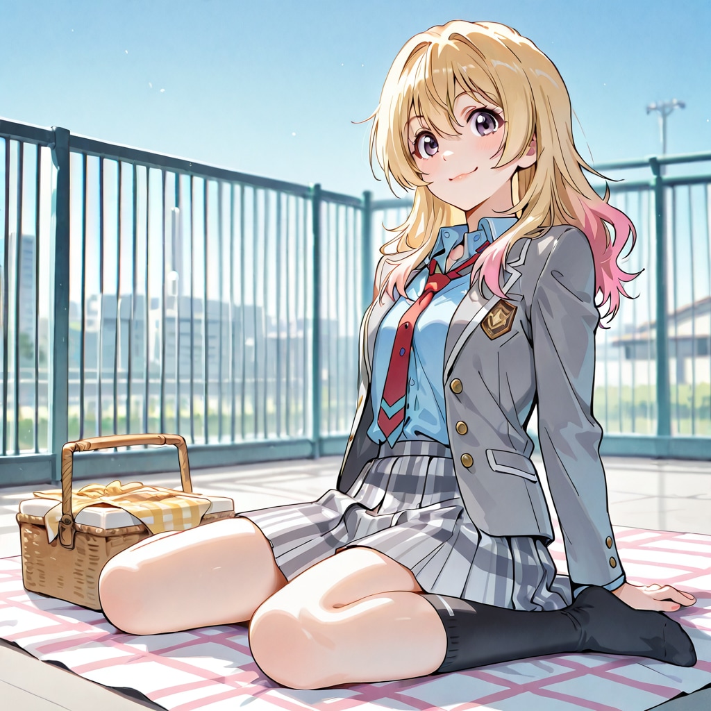 じゃーん、ほら！レジャーシート一枚でただのお昼休みが楽しいピクニックに早変わり！
