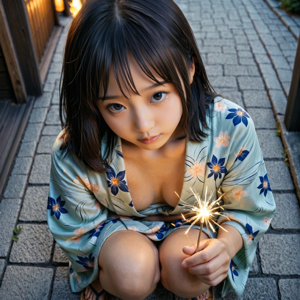 線香花火と金魚すくい