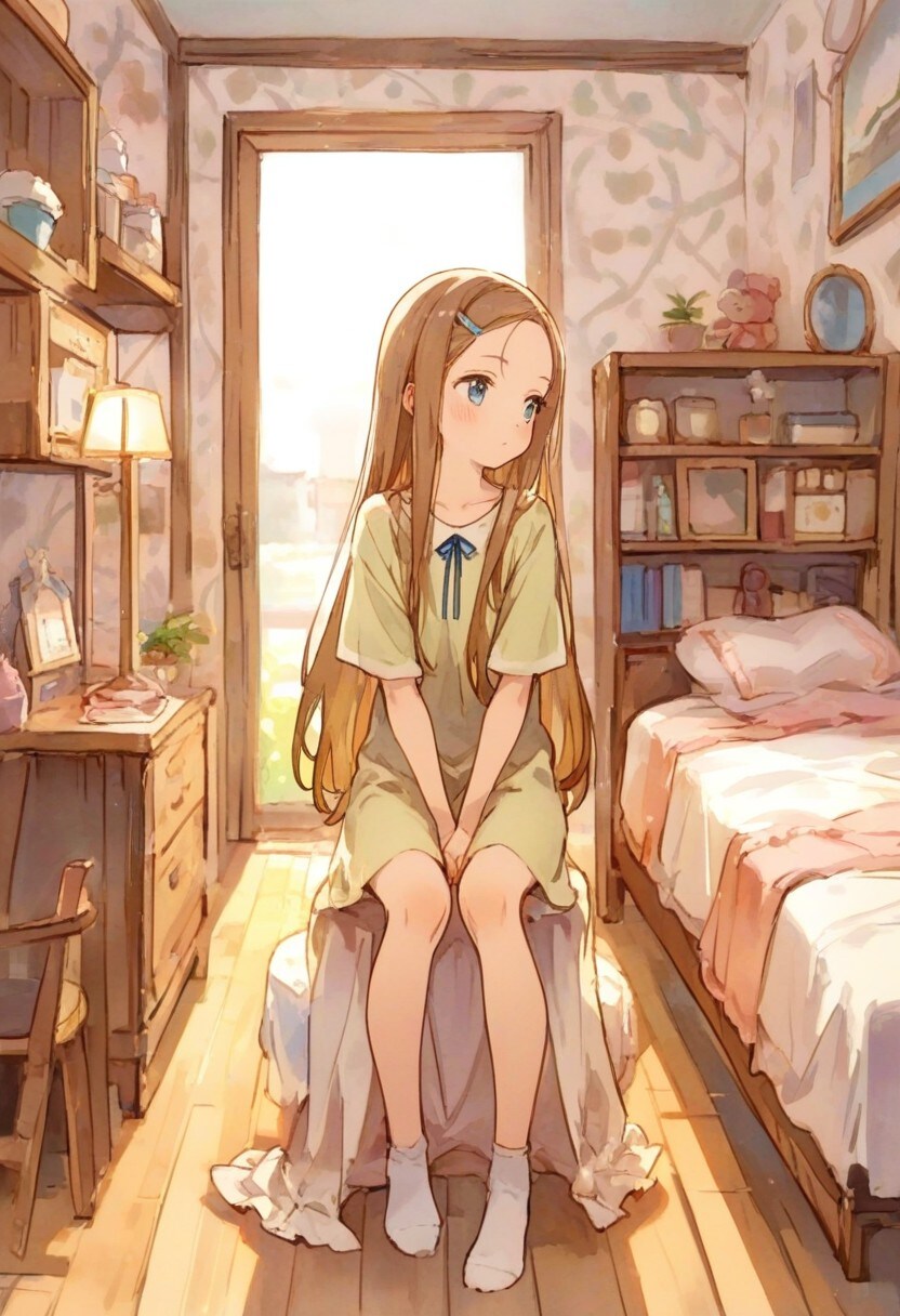 少女の部屋(水彩タッチ)(155)