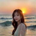 夕暮れ時に美女と浜辺デート❤ 5枚目