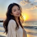 夕暮れ時に美女と浜辺デート❤ 9枚目