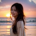 夕暮れ時に美女と浜辺デート❤ 6枚目