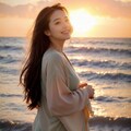 夕暮れ時に美女と浜辺デート❤ 11枚目