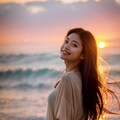 夕暮れ時に美女と浜辺デート❤ 12枚目