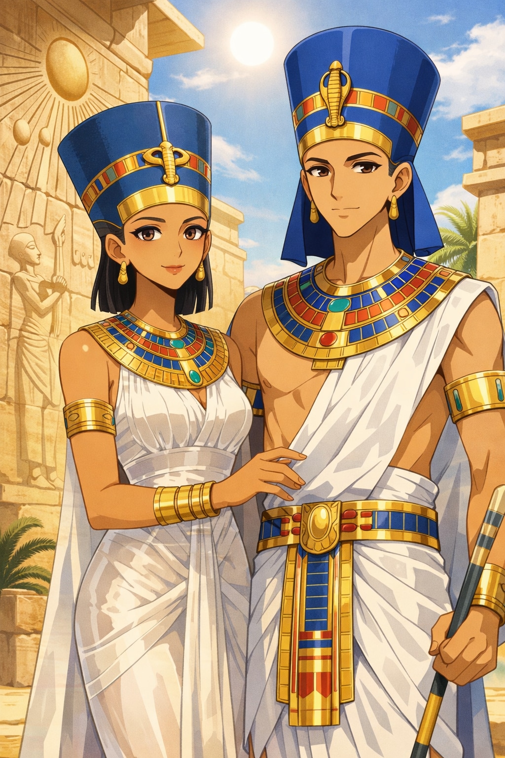 ネフェルティティとアクエンアテン(アメンホテプ4世)