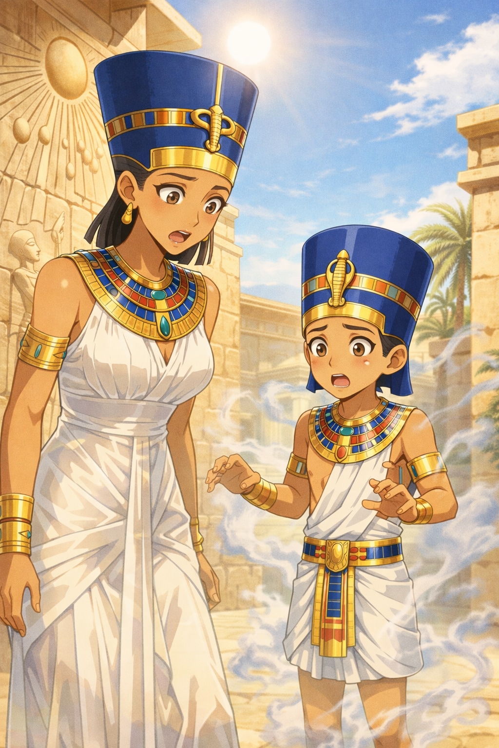 ネフェルティティとアクエンアテン(アメンホテプ4世)