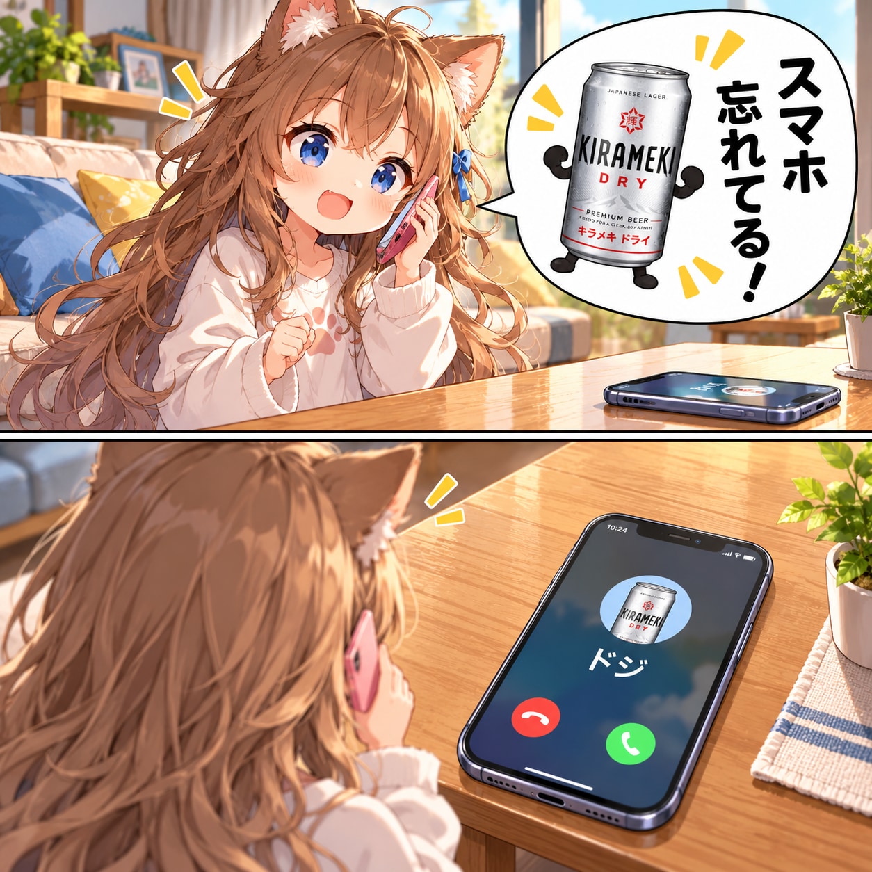 スマホ忘れを連絡する小さな女の子 | の人気AIイラスト・グラビア