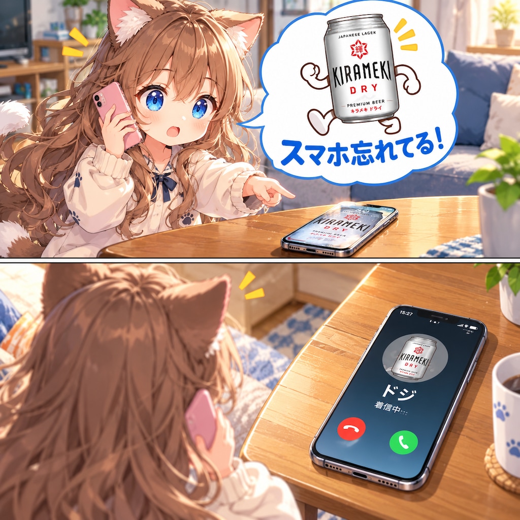 スマホ忘れを連絡する小さな女の子