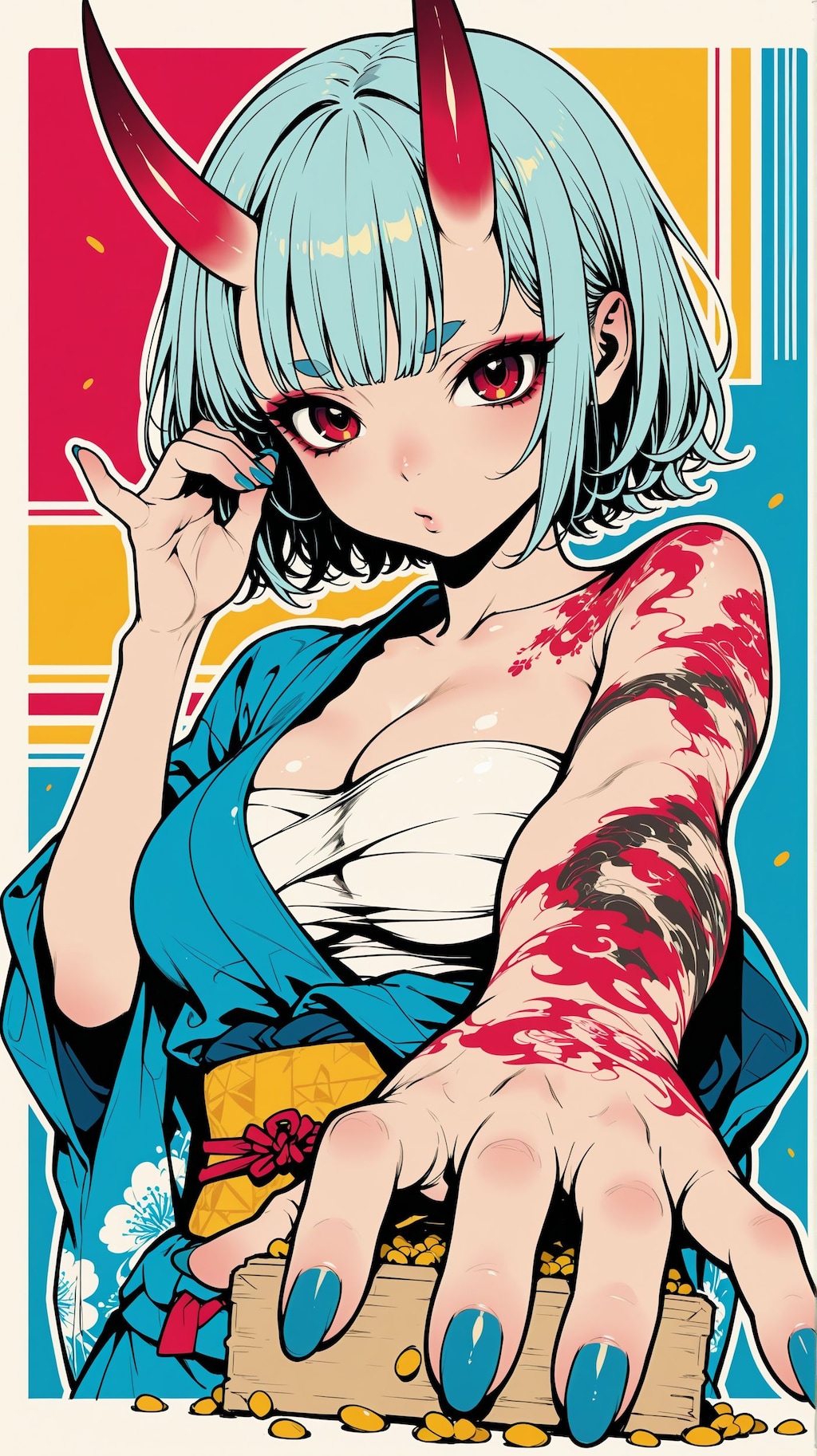 豆まきする鬼姉妹（雲鬼）