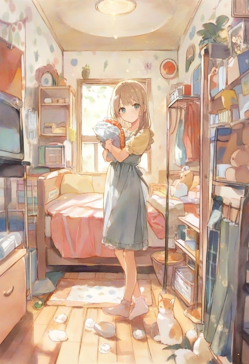 少女の部屋(水彩タッチ)(227) | の人気AIイラスト・グラビア
