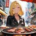 たくさんの肉料理に喜ぶカート・コバーン好きの女 2枚目