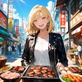 たくさんの肉料理に喜ぶカート・コバーン好きの女 3枚目