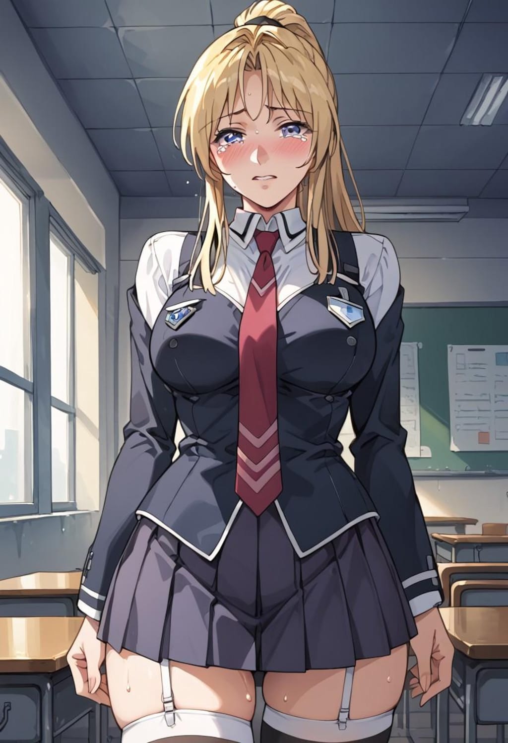 金髪ポニーテール女子高生