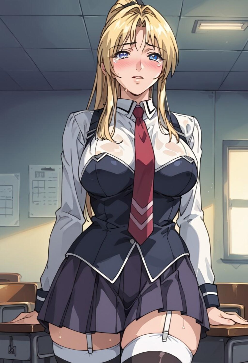 金髪ポニーテール女子高生