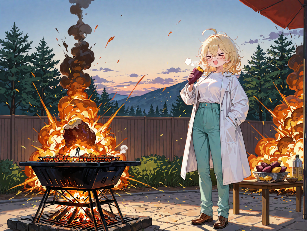 焼き芋を食べる理久さん