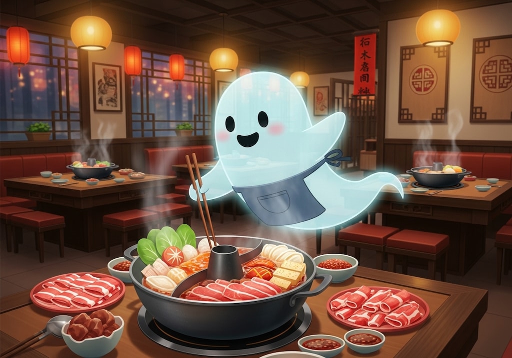 鍋料理の準備をするお化け料理人達