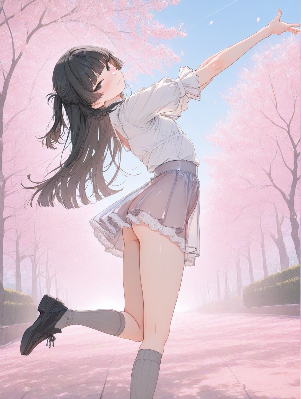 美央とサクラ_ハーフアップ