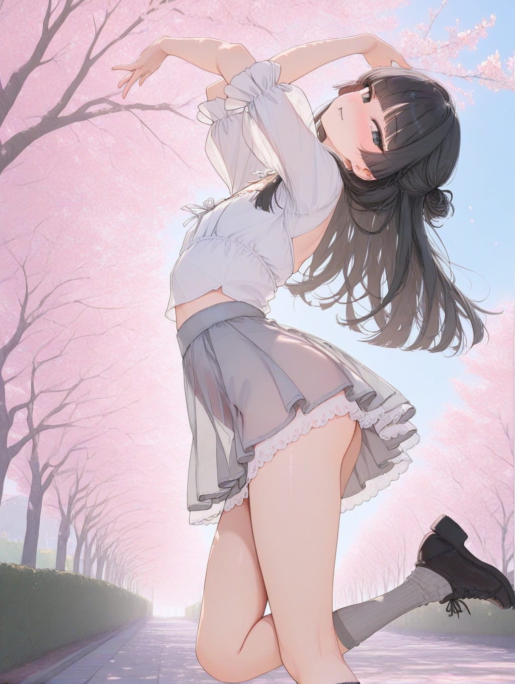 美央とサクラ_ハーフアップ