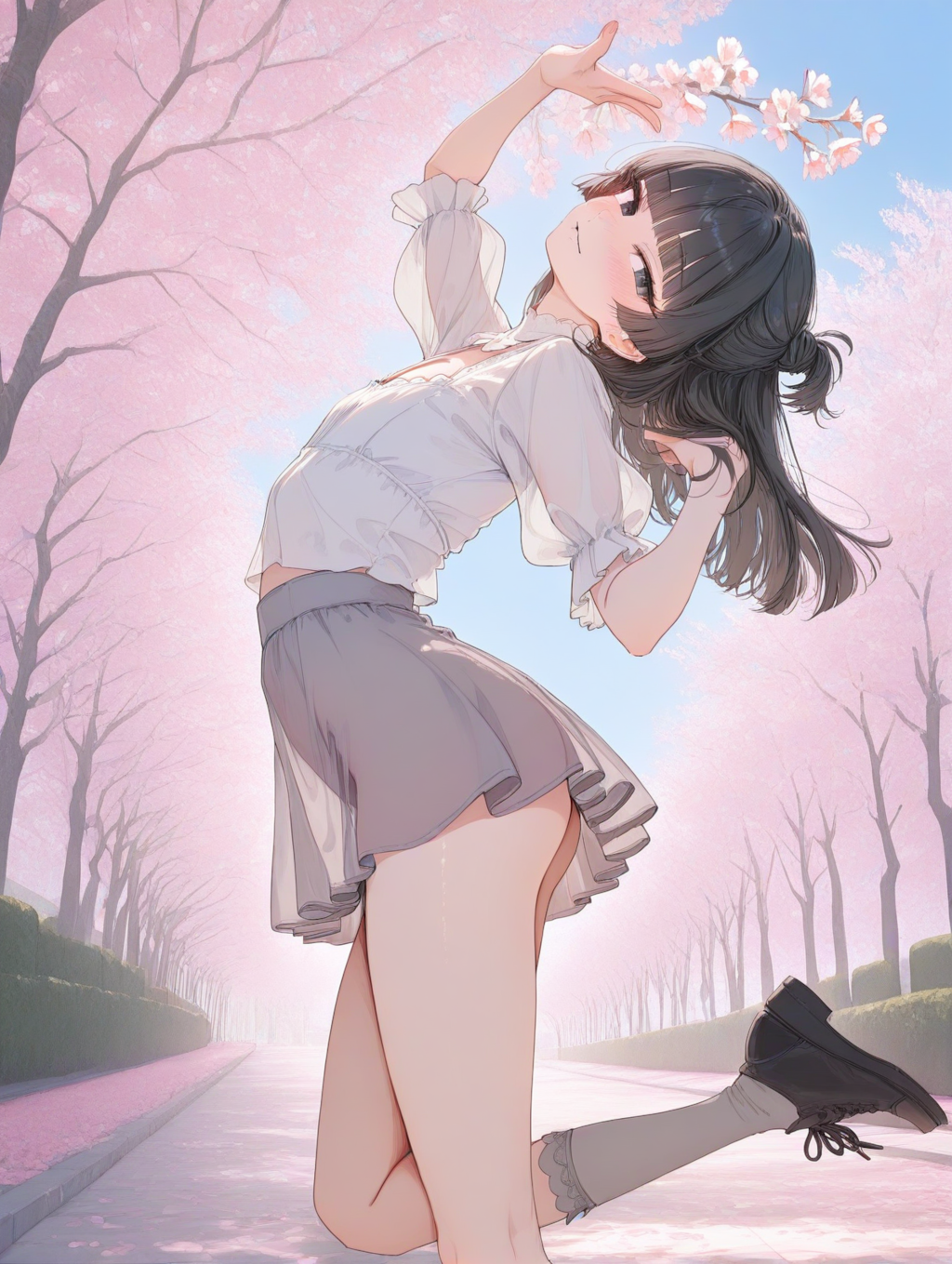 美央とサクラ_ハーフアップ