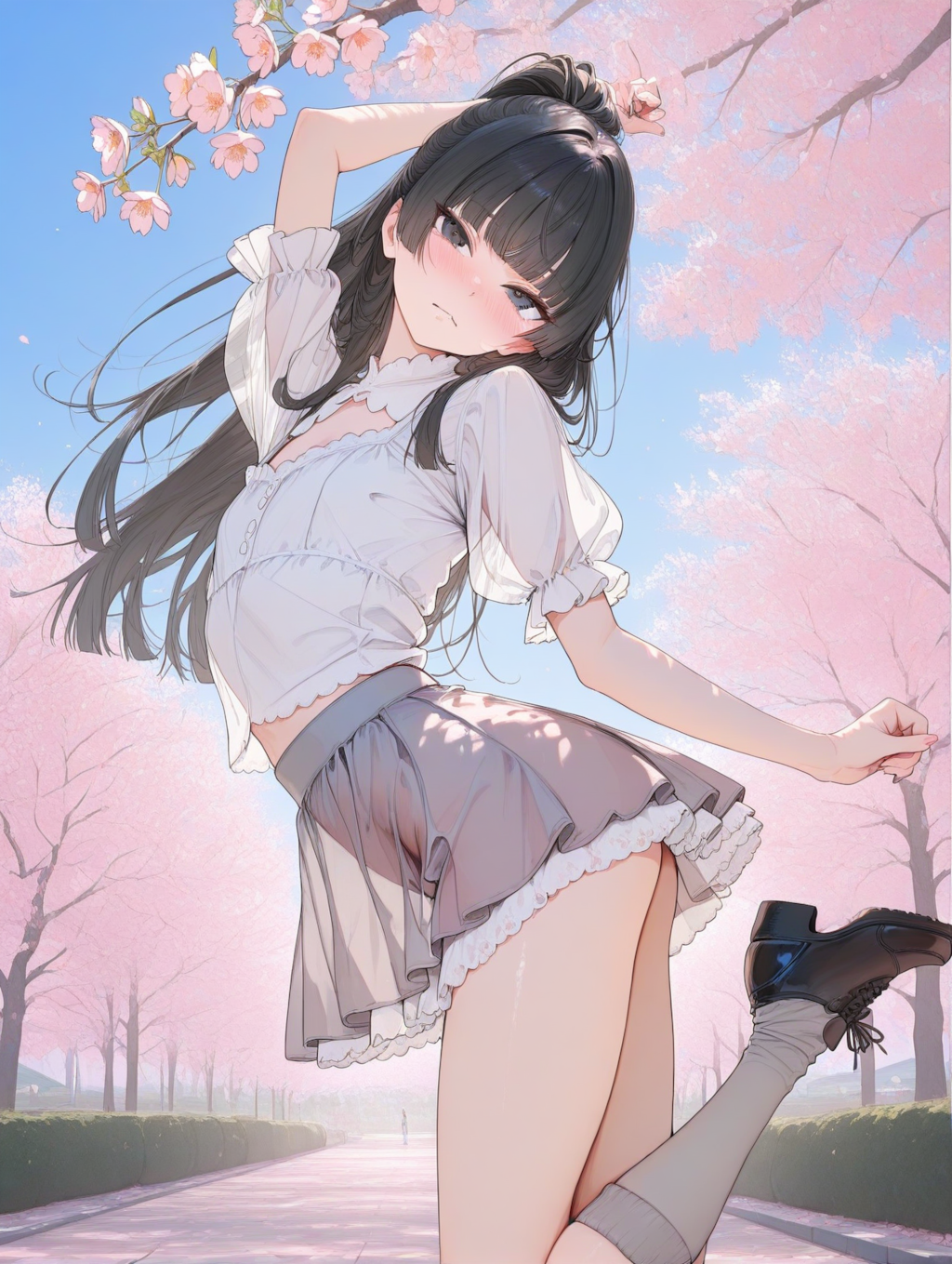 美央とサクラ_ハーフアップ