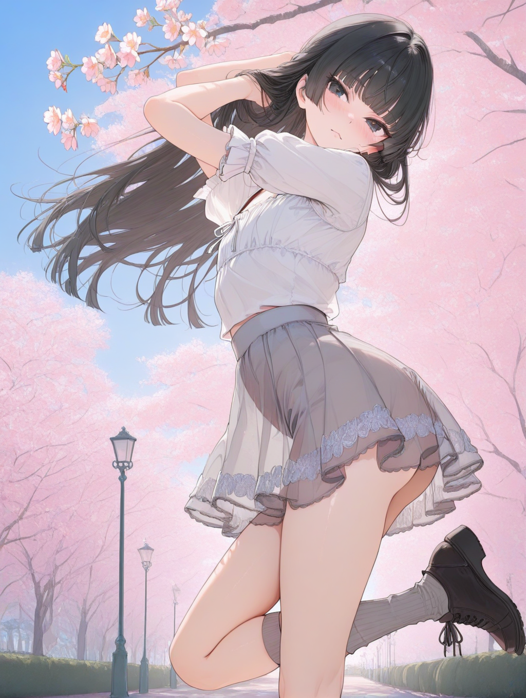 美央とサクラ_ハーフアップ