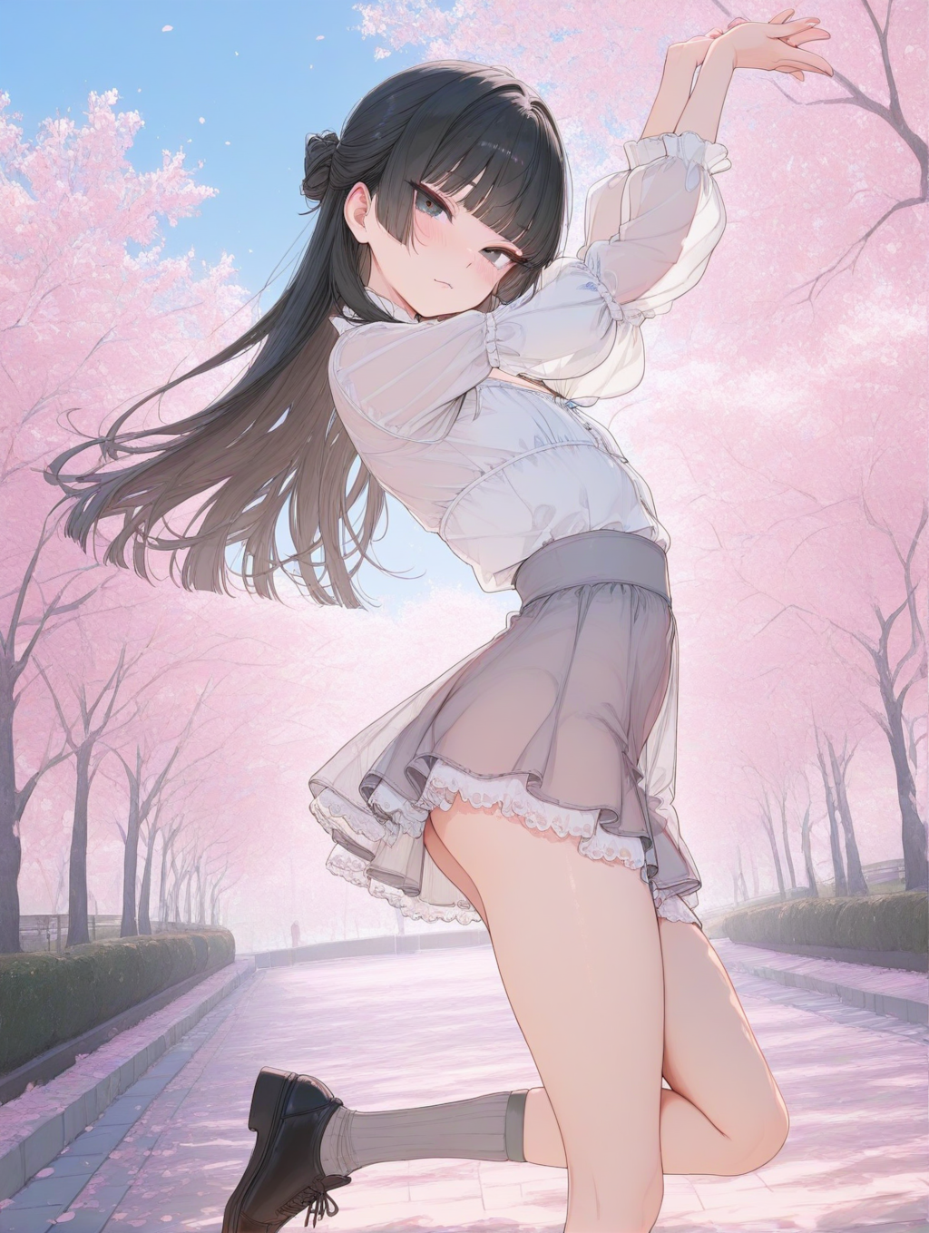 美央とサクラ_ハーフアップ