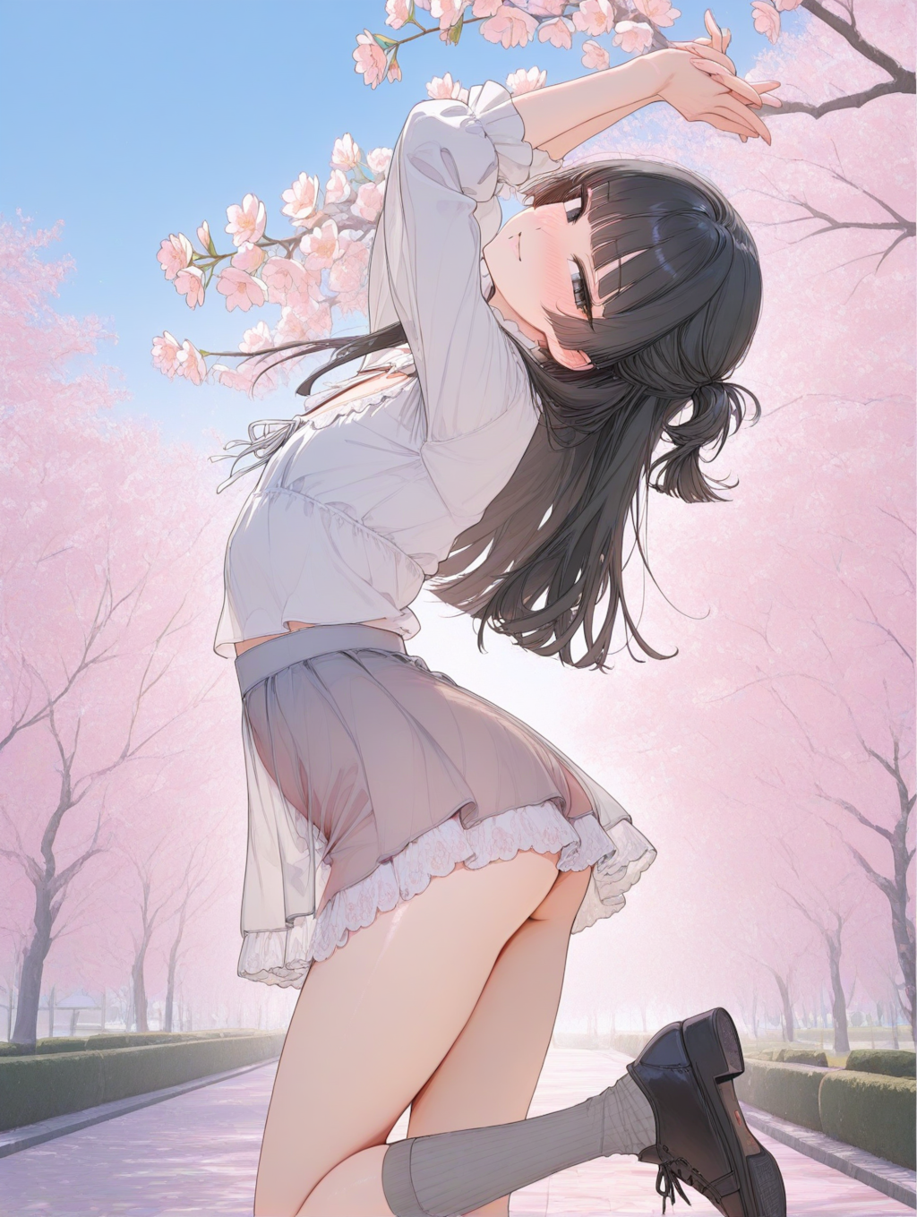 美央とサクラ_ハーフアップ