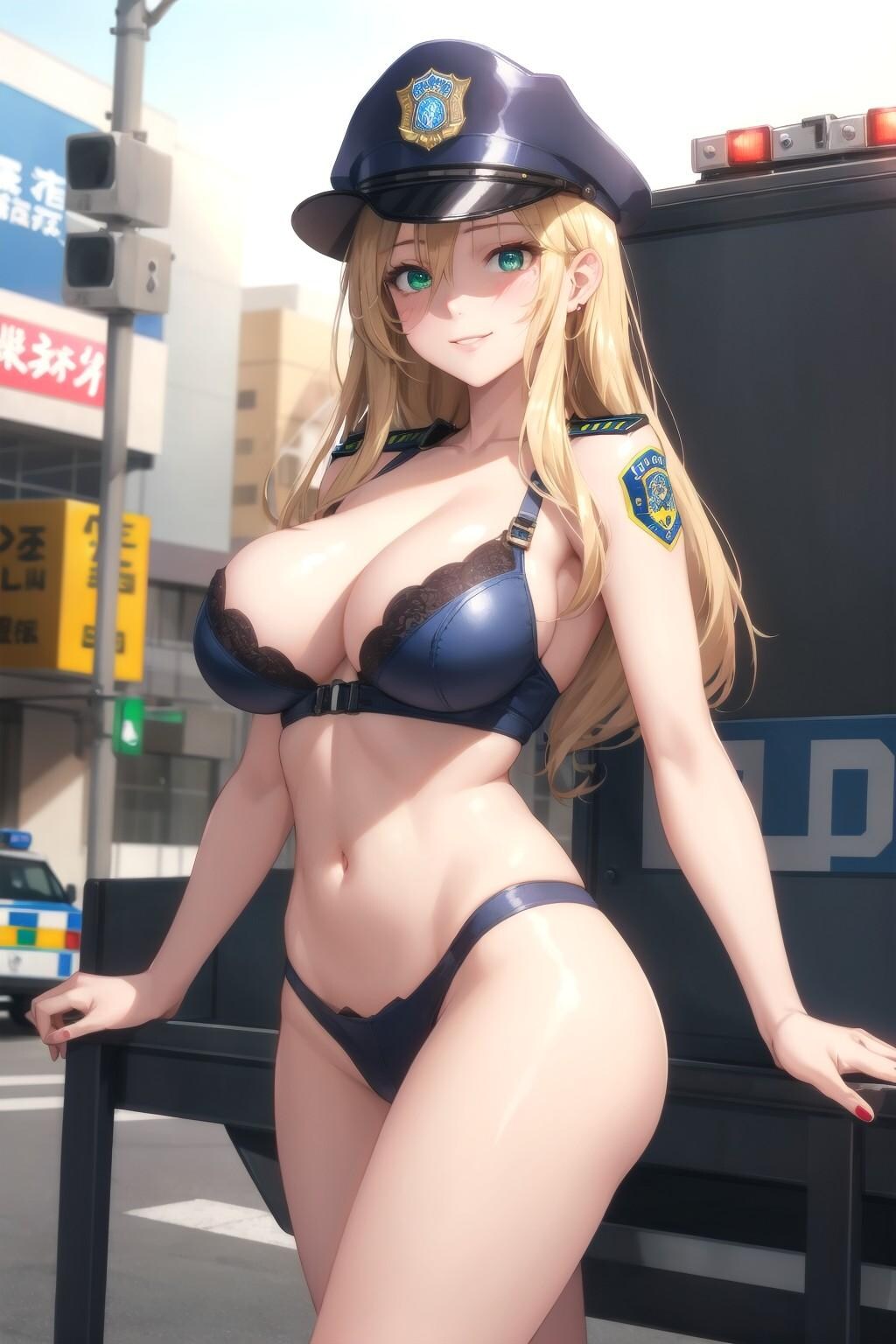 金髪おっぱい婦警さん