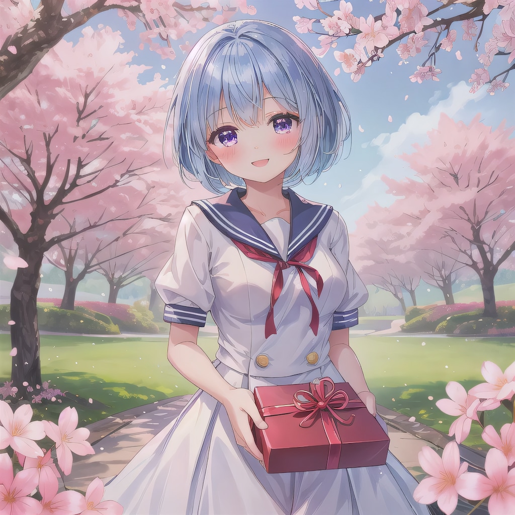 青髪ボブでセーラー服の少女４