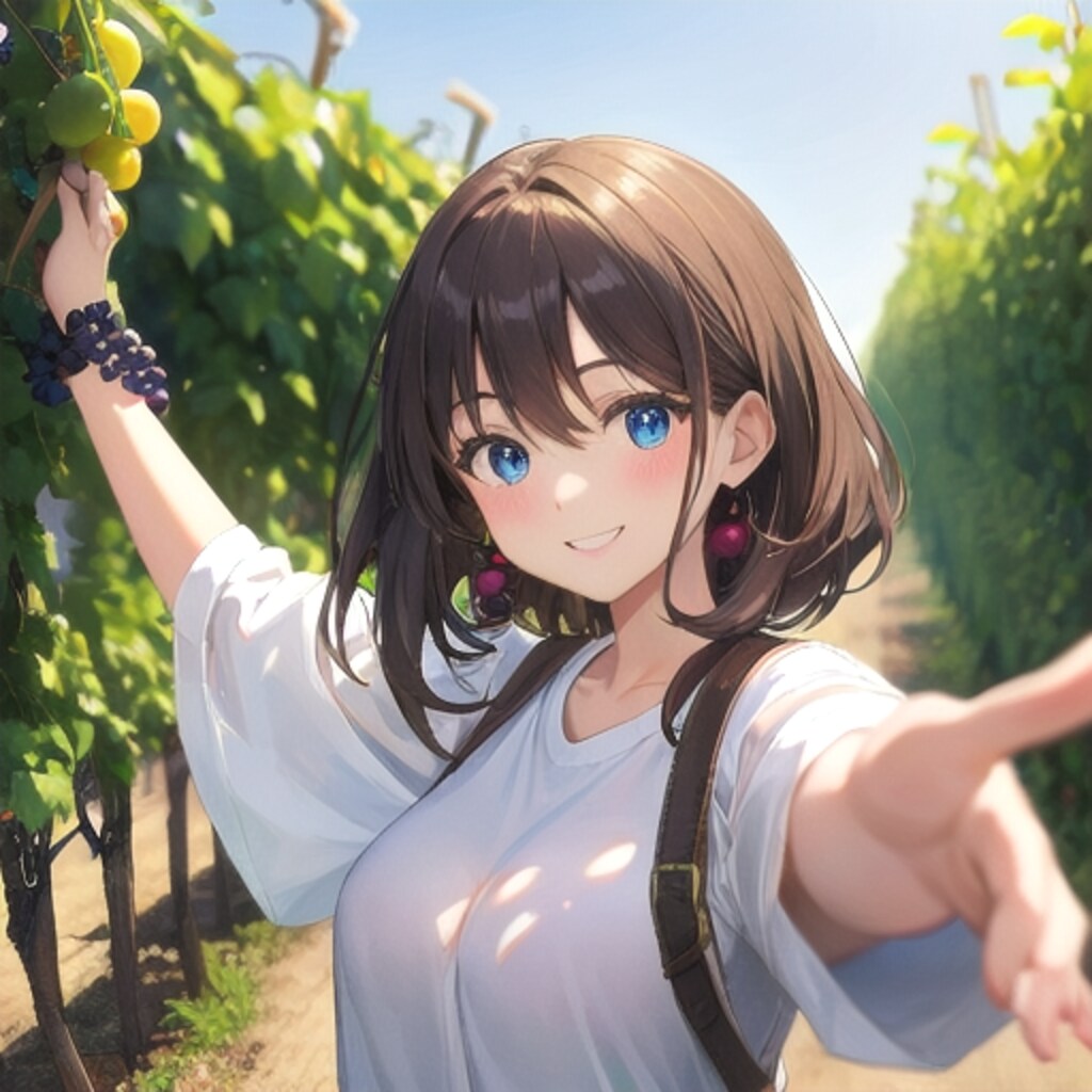 秋のブドウ園で