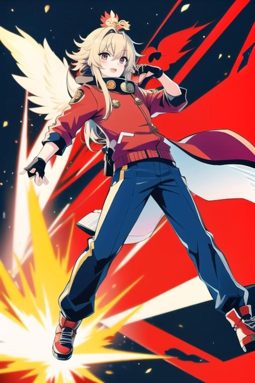 翼がある金髪の娘