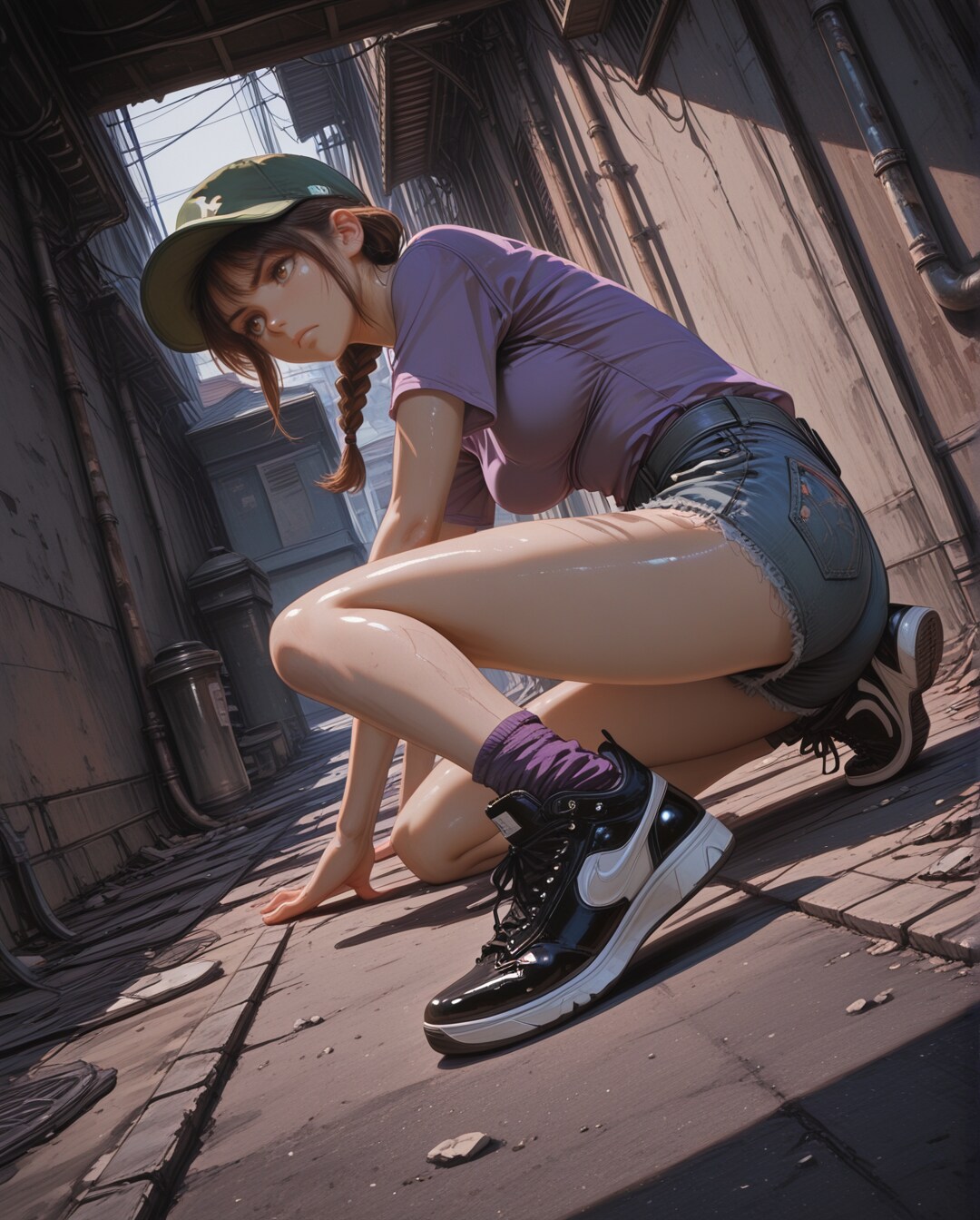 何かから逃げる少女