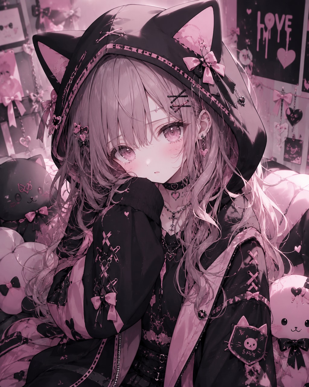 萌え袖猫耳パーカー少女・2