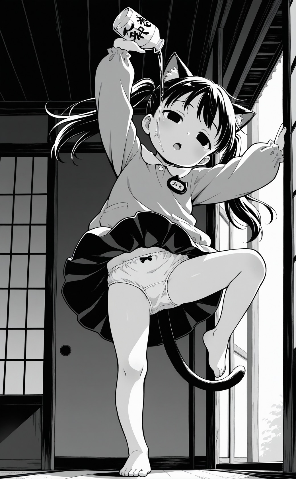 強風スカートアップ