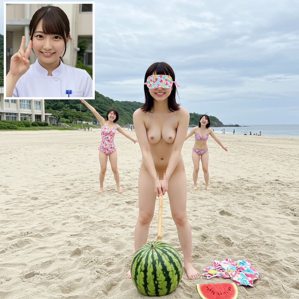 全裸スイカ割り、失敗したら脱ぐ罰ゲーム付き