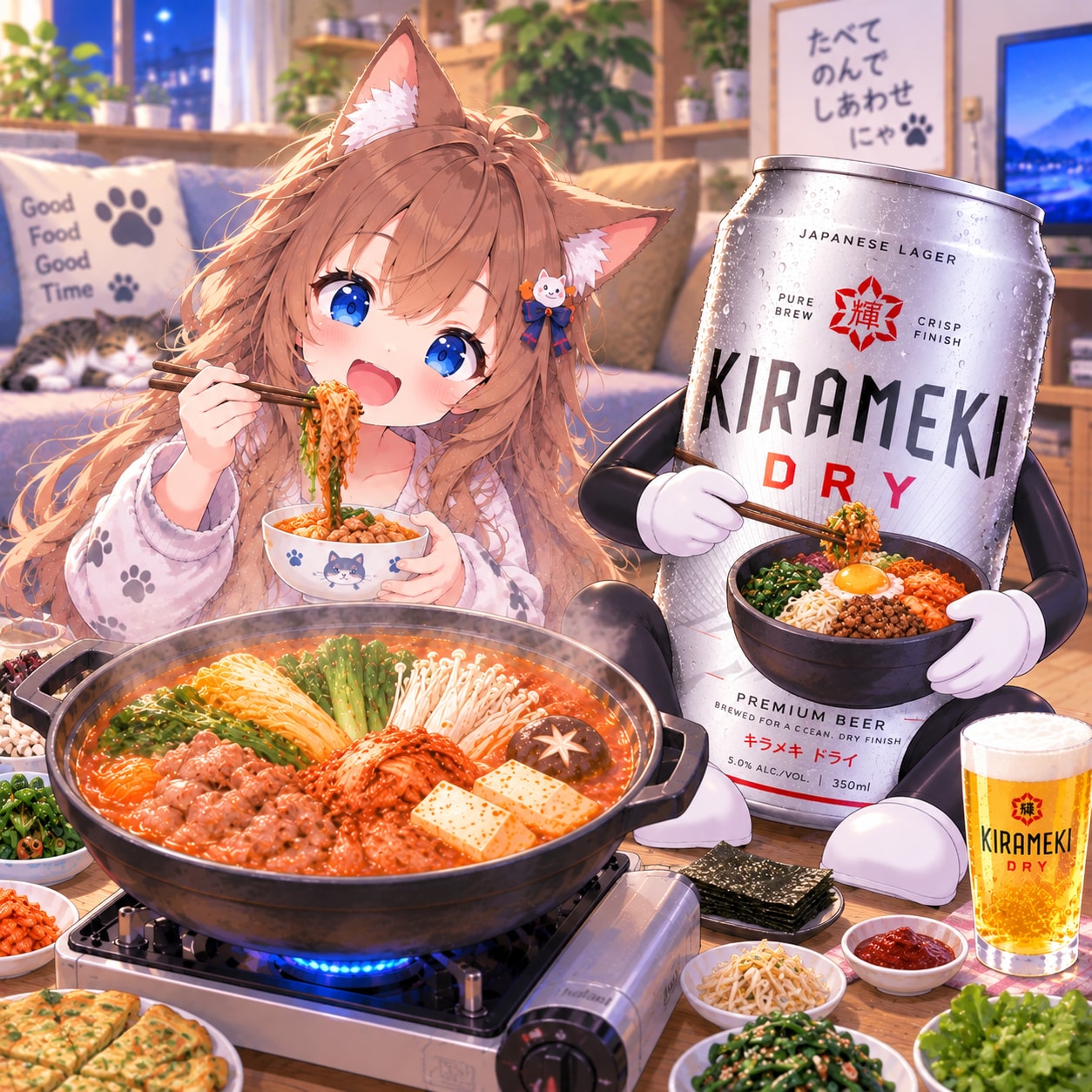 キムチ鍋を食べる小さな女の子 | の人気AIイラスト・グラビア