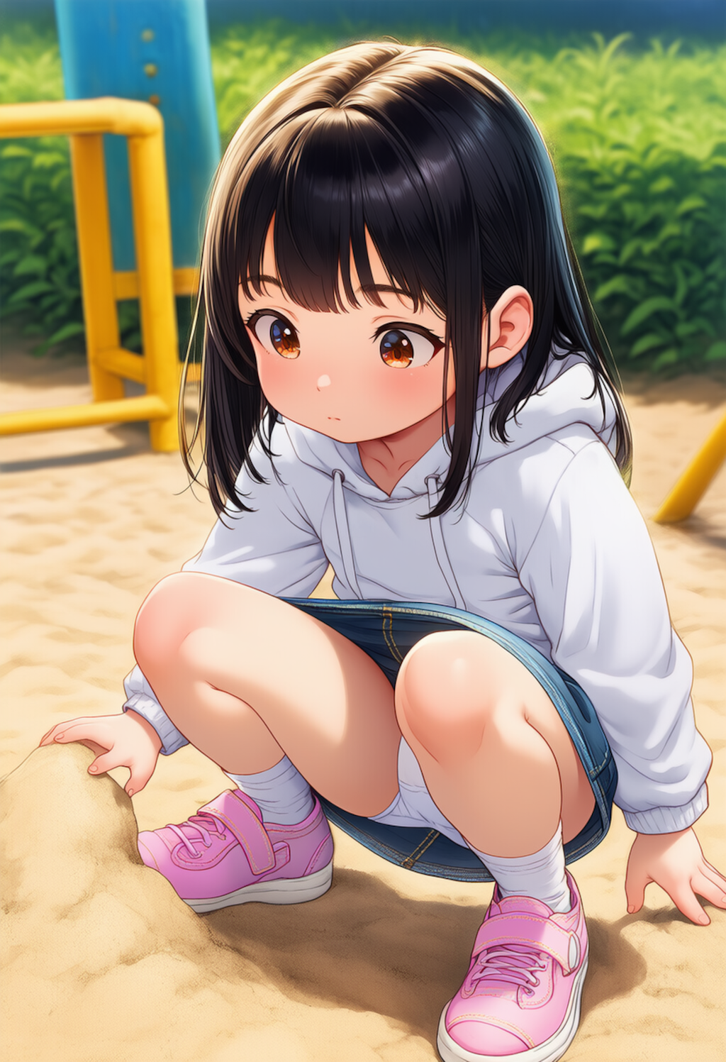 砂場で遊ぶ少女を観察【JSパンチラ】