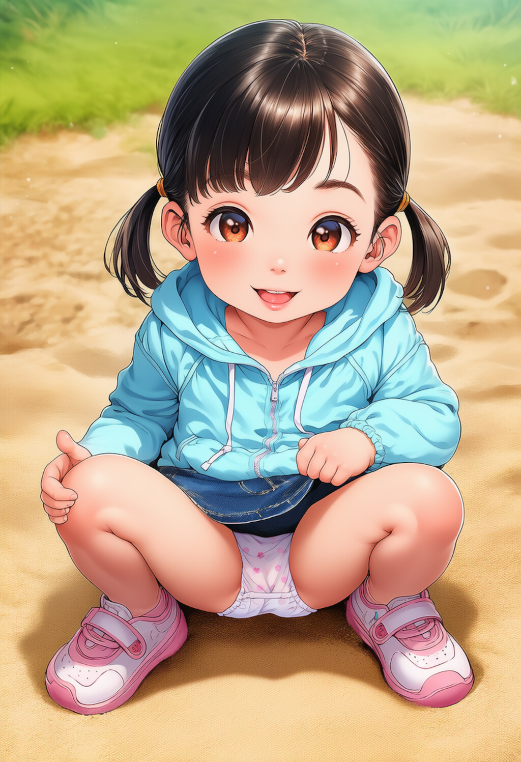 砂場で遊ぶ少女を観察【JSパンチラ】