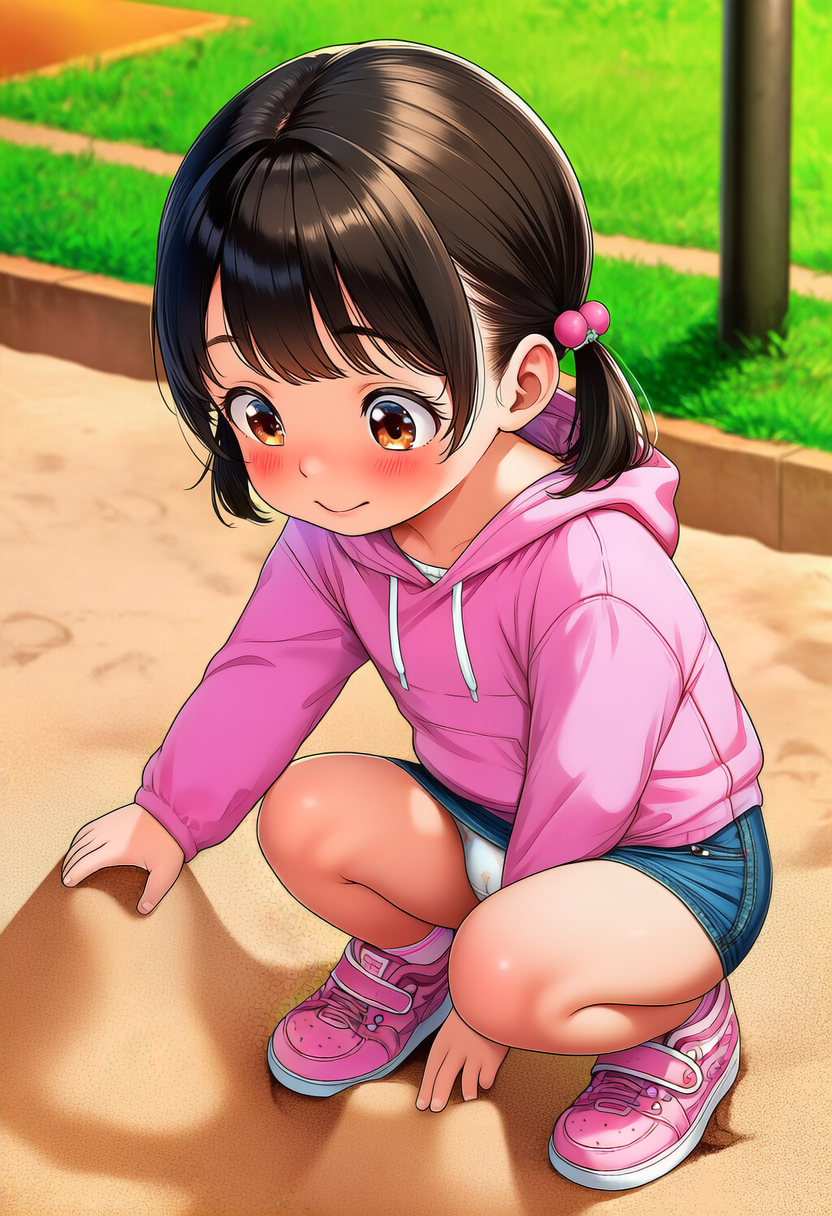 砂場で遊ぶ少女を観察【JSパンチラ】