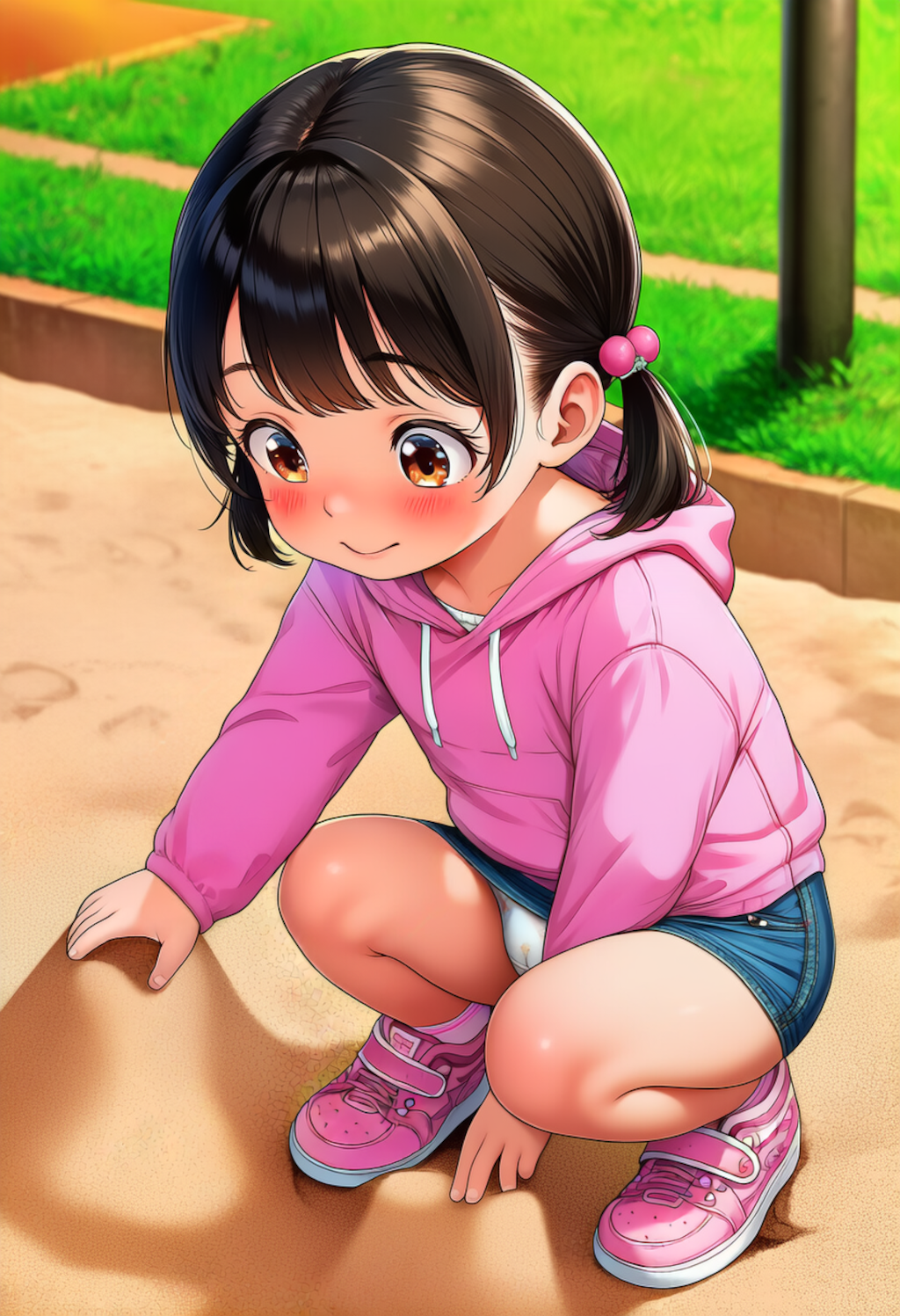 砂場で遊ぶ少女を観察【JSパンチラ】