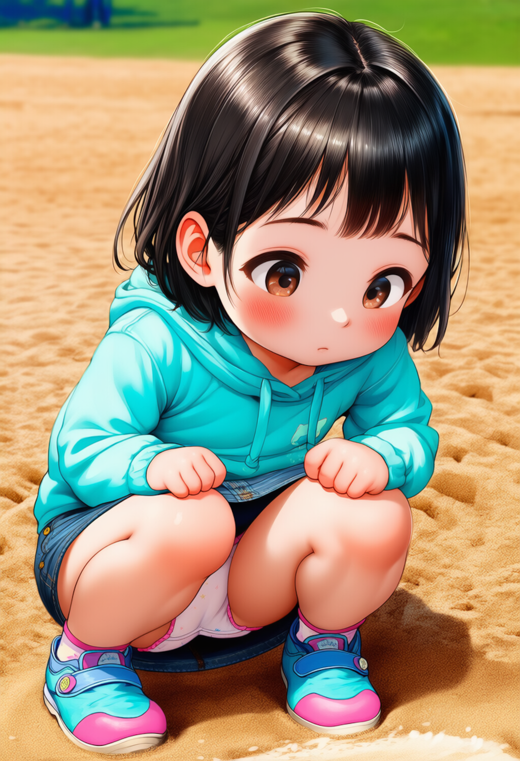 砂場で遊ぶ少女を観察【JSパンチラ】