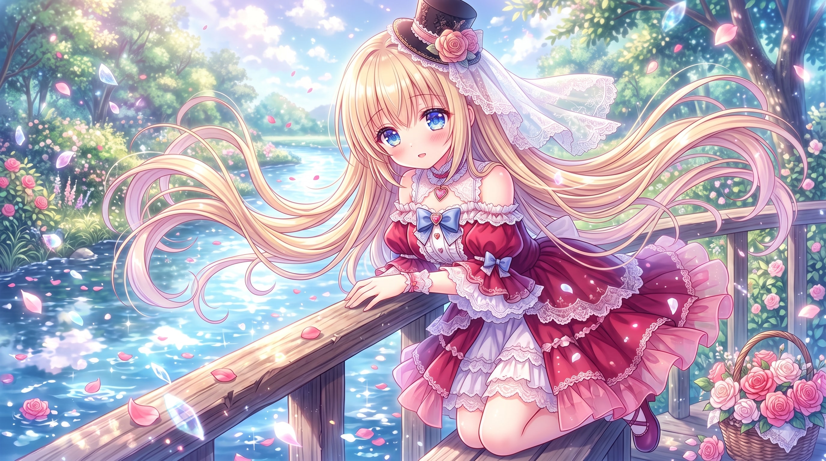 薔薇の河畔に咲く微笑 | の人気AIイラスト・グラビア