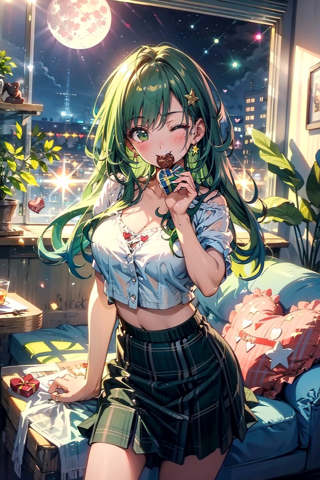 グリーン　へそ出し　ウィンク　ウィンク出ました？