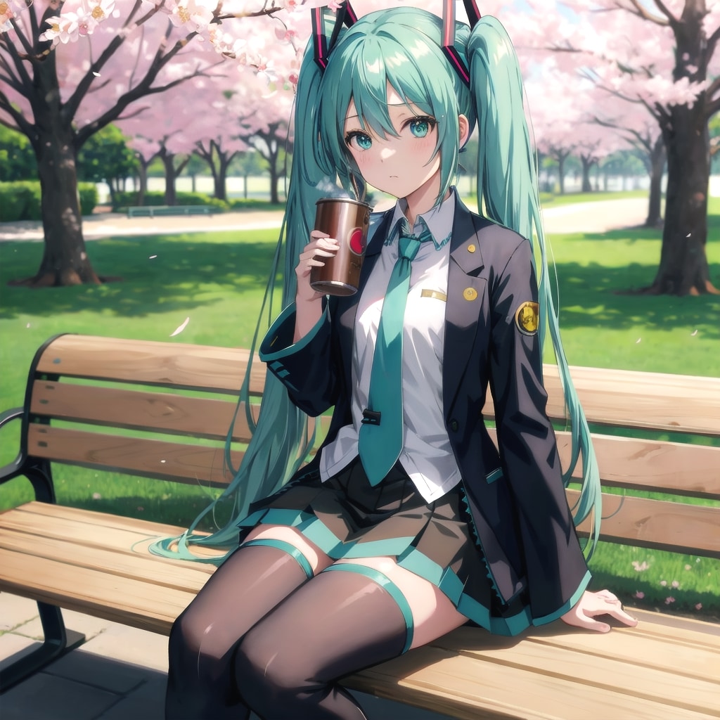 公園ベンチでコーヒータイム