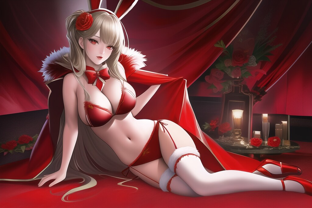 ビキニロングコート赤バニー